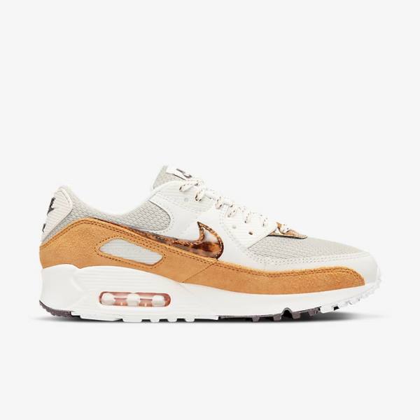 Women\'s Nike Air Max 90 Sneakers Brown / Light Beige / Yellow | NK409AJV