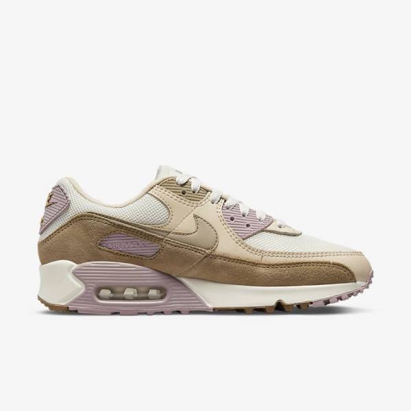 Women's Nike Air Max 90 Sneakers Brown / Light Purple / Khaki | NK948GAX