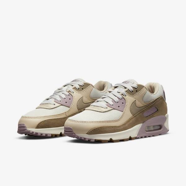 Women's Nike Air Max 90 Sneakers Brown / Light Purple / Khaki | NK948GAX