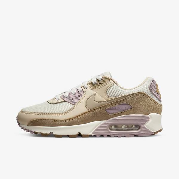 Women\'s Nike Air Max 90 Sneakers Brown / Light Purple / Khaki | NK948GAX