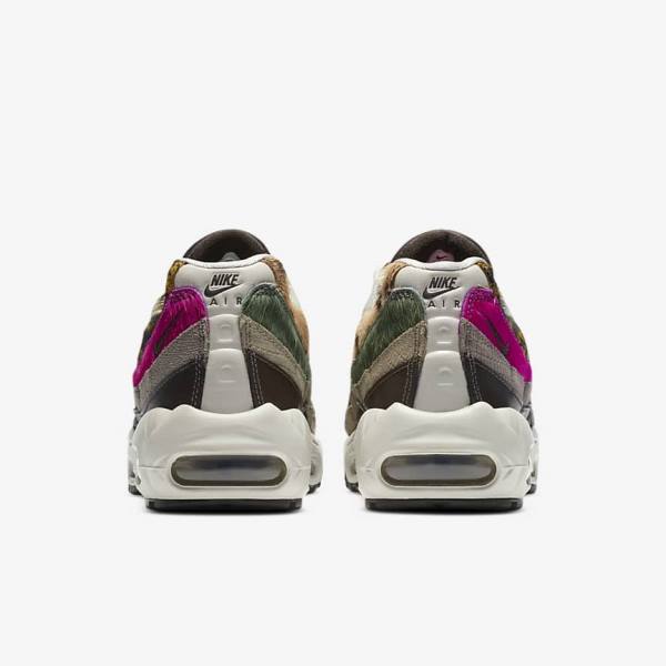 Women's Nike Air Max 95 Premium Sneakers Light Beige / Brown / Olive Grey / White | NK284SYF