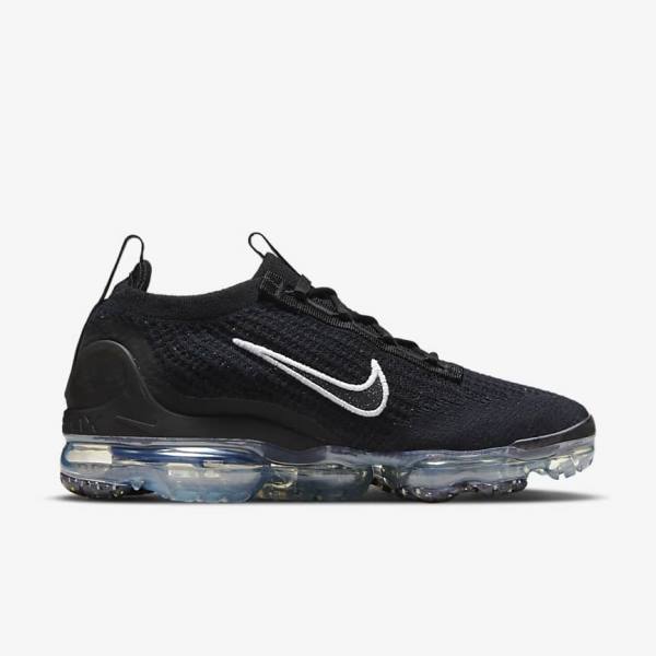 Women's Nike Air VaporMax 2021 FK Sneakers Black / Metal Silver / White | NK215ZPU