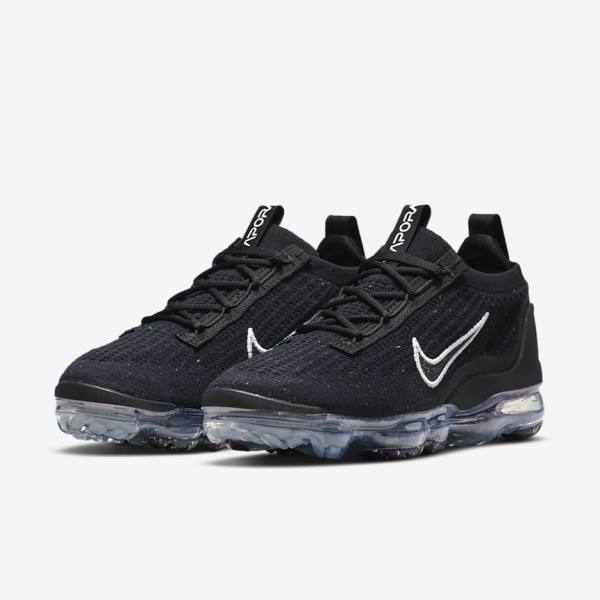 Women's Nike Air VaporMax 2021 FK Sneakers Black / Metal Silver / White | NK215ZPU