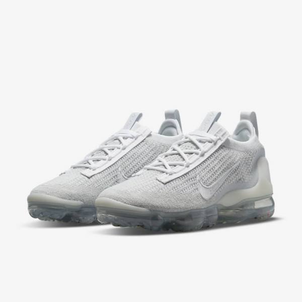 Women's Nike Air VaporMax 2021 FK Sneakers White / Platinum / Metal Silver / White | NK534ONB