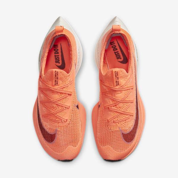 Women's Nike Air Zoom Alphafly NEXT% Flyknit Road Racing Running Shoes Light Mango / Metal Red Brown / Black | NK413XCV