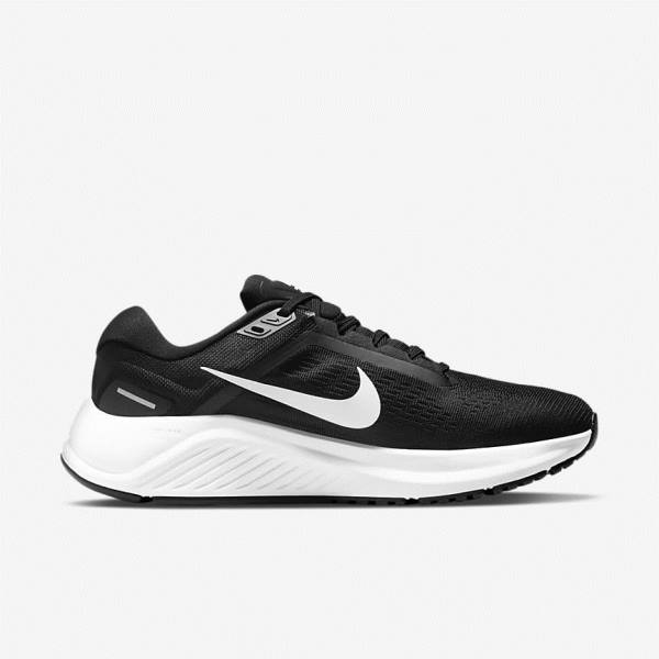 Women's Nike Air Zoom Structure 24 Road Running Shoes Black / White | NK803SLT