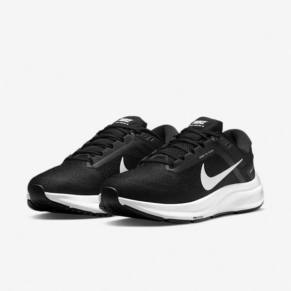 Women's Nike Air Zoom Structure 24 Road Running Shoes Black / White | NK803SLT