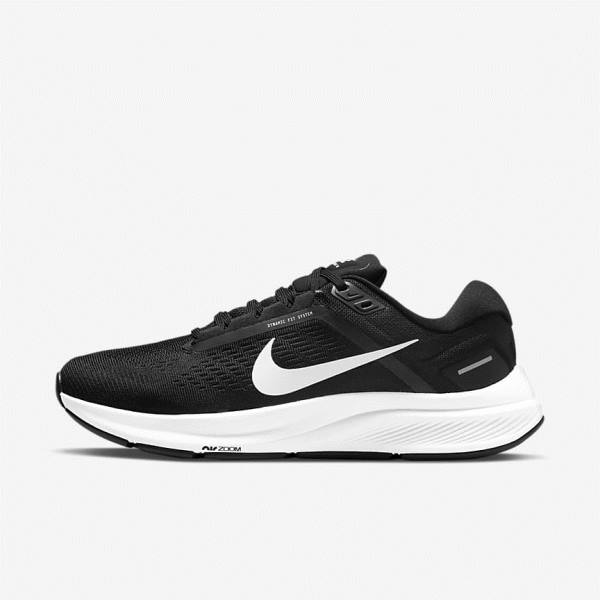 Women\'s Nike Air Zoom Structure 24 Road Running Shoes Black / White | NK803SLT