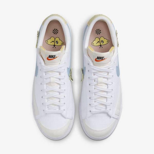 Women's Nike Blazer Low Platform Next Nature Sneakers White / Pink / White / Blue | NK108GSR