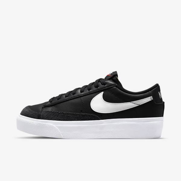 Women\'s Nike Blazer Low Platform Sneakers Black | NK962JVW