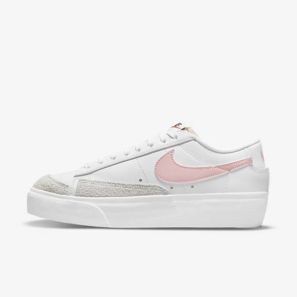 Women\'s Nike Blazer Low Platform Sneakers White / Black / Pink | NK965BEU