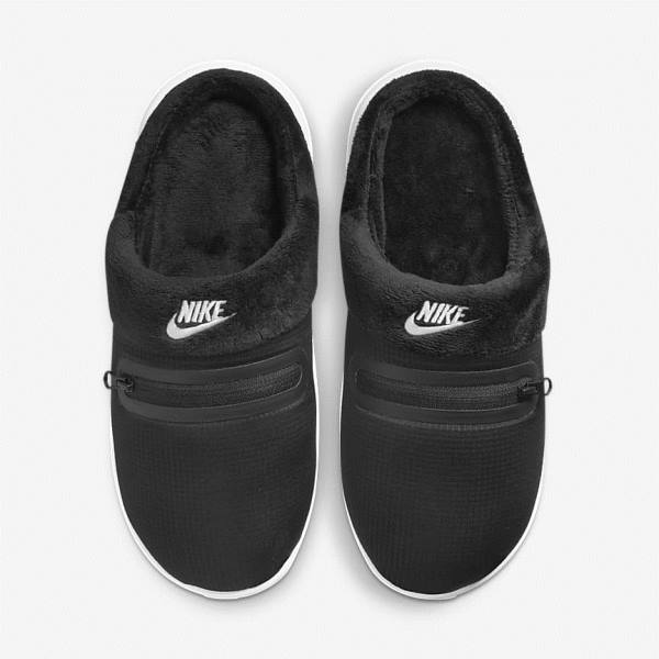 Women's Nike Burrow Slipper Sneakers Black / White | NK713AYN