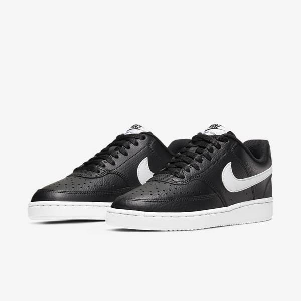 Women's Nike Court Vision Low Sneakers Black / White | NK395FON