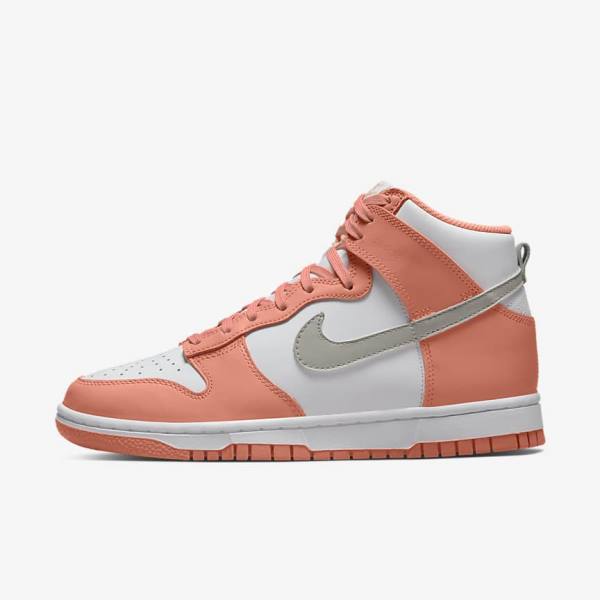 Women\'s Nike Dunk High Sneakers Red / White / Light | NK406COF