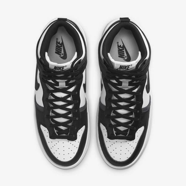 Women's Nike Dunk High Up Sneakers White / Dark Grey / Black | NK095VAZ