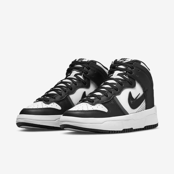 Women's Nike Dunk High Up Sneakers White / Dark Grey / Black | NK095VAZ