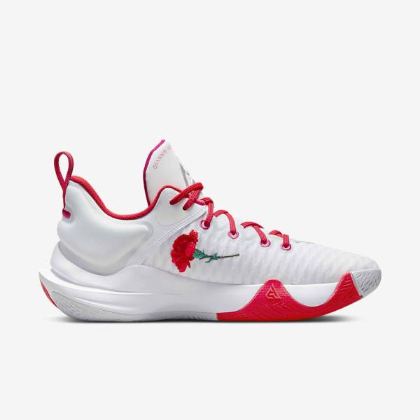 Women's Nike Giannis Immortality Basketball Shoes White / Pink / Platinum / Red | NK216SQG