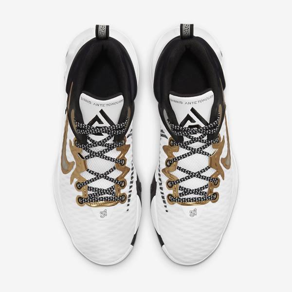 Women's Nike Giannis Immortality Basketball Shoes White / Black / Metal Gold | NK501XHR