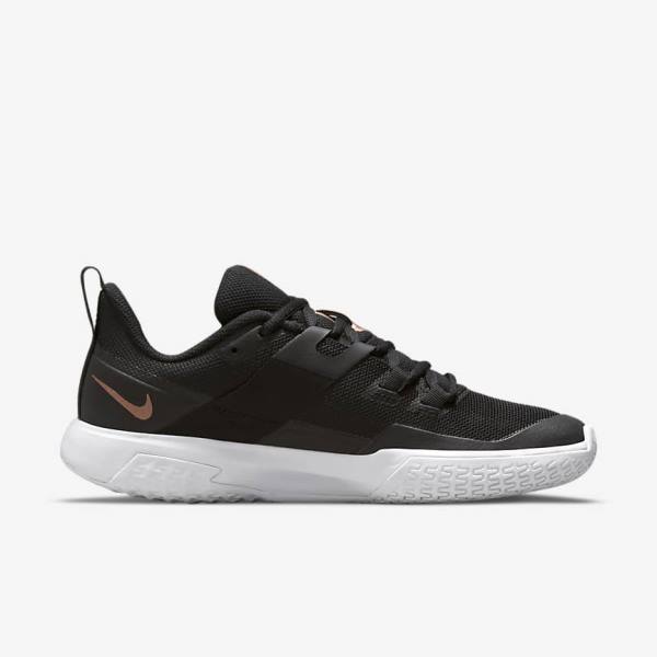 Women's Nike NikeCourt Vapor Lite Hard-Court Tennis Shoes Black / White / Metal Red Brown | NK584IPR