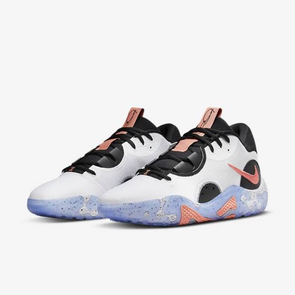 Women's Nike PG 6 Basketball Shoes White / Black / Blue / Red | NK126YWP