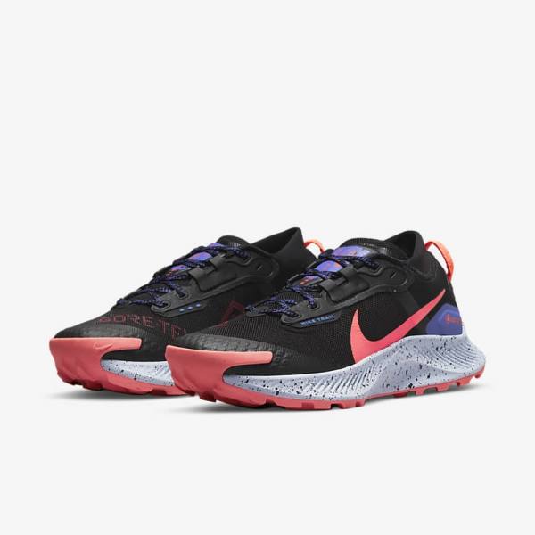 Women's Nike Pegasus Trail 3 GORE-TEX Waterproof Trail Running Shoes Black / Light Mango / Red | NK843HUE