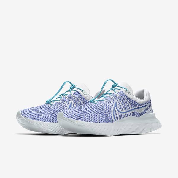 Women's Nike React Infinity Run 3 By You Custom Road Running Shoes White / Blue / White | NK715YPG