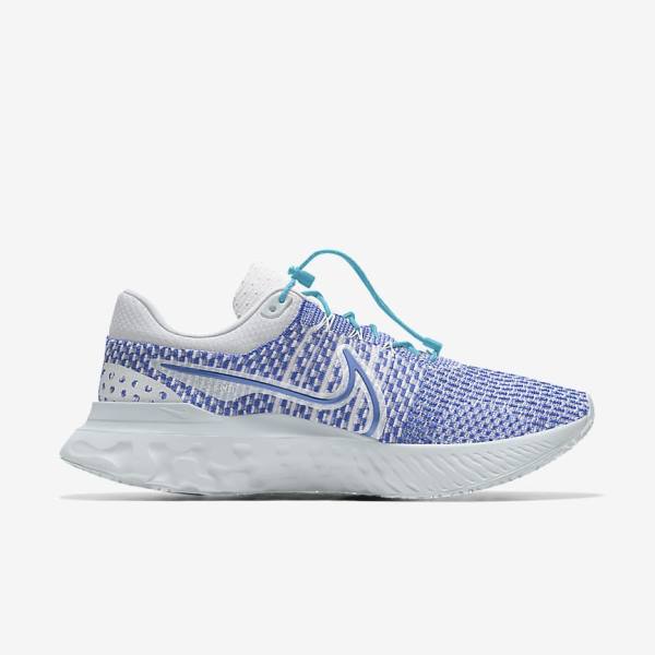 Women's Nike React Infinity Run 3 By You Custom Road Running Shoes White / Blue / White | NK715YPG