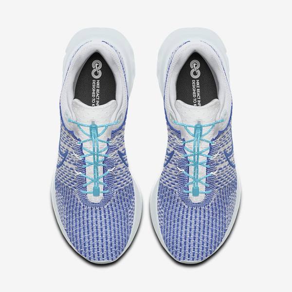 Women's Nike React Infinity Run 3 By You Custom Road Running Shoes White / Blue / White | NK715YPG