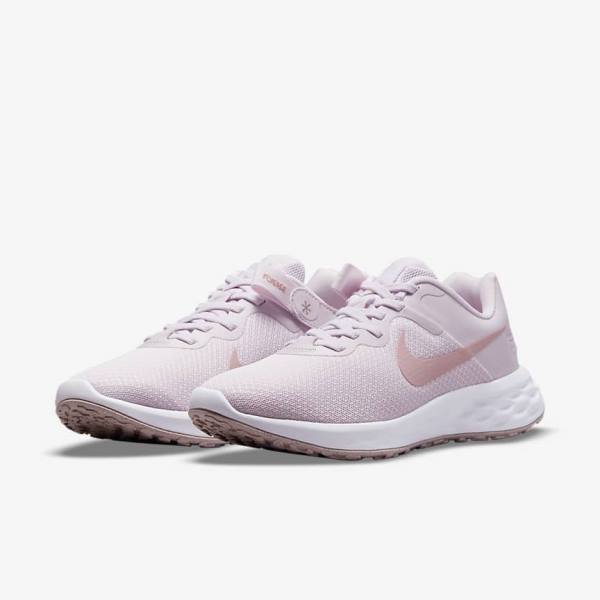 Women's Nike Revolution 6 FlyEase Next Nature Easy On-Off Road Running Shoes Light Purple / White | NK498MRV