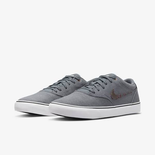 Women's Nike SB Chron 2 Canvas Premium Skate Shoes Grey / White | NK451JLP