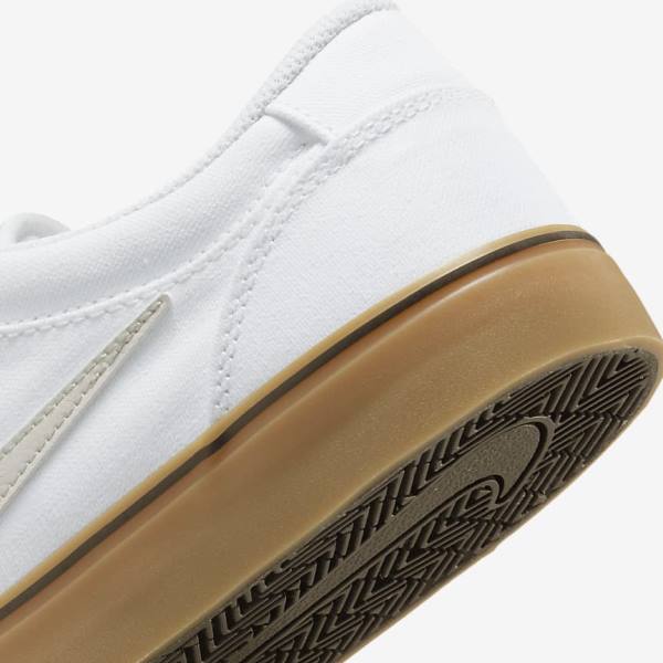 Women's Nike SB Chron 2 Canvas Skate Shoes White / Light Brown / Light Beige | NK879MKH