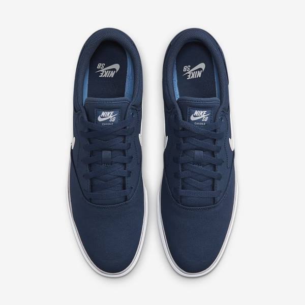 Women's Nike SB Chron 2 Canvas Skate Shoes Navy / Navy / Black / White | NK903QEC