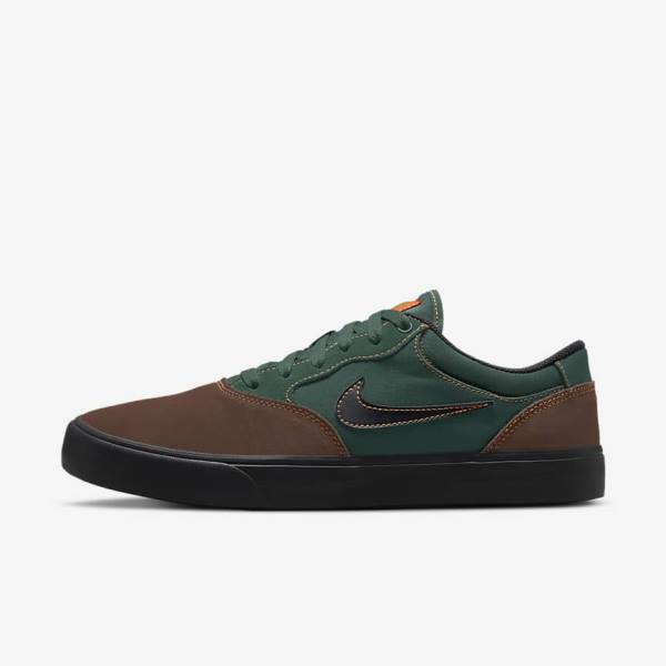 Women\'s Nike SB Chron 2 Skate Shoes Light Chocolate / Green / Orange / Black | NK438ZBK