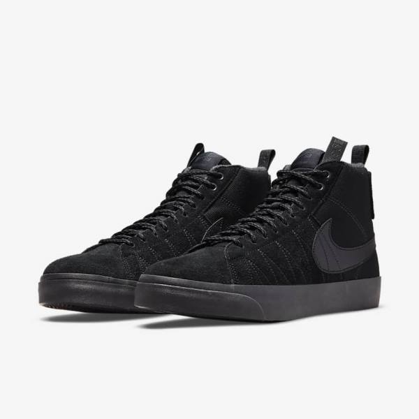 Women's Nike SB Zoom Blazer Mid Premium Sneakers Black / Dark Grey | NK351IYN