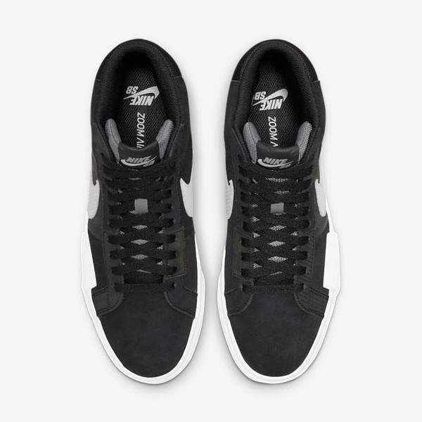 Women's Nike SB Zoom Blazer Mid Premium Sneakers Black / Grey / White | NK381CEN