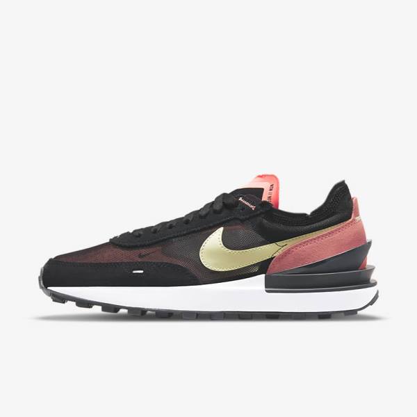 Women\'s Nike Waffle One Sneakers Black / Red / Light Green | NK265DGS