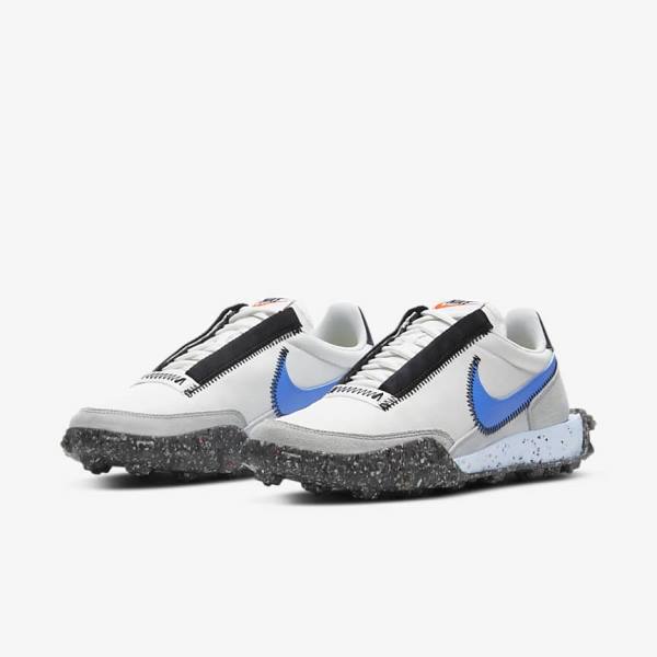 Women's Nike Waffle Racer Crater Sneakers White / Black / Blue | NK306MEO