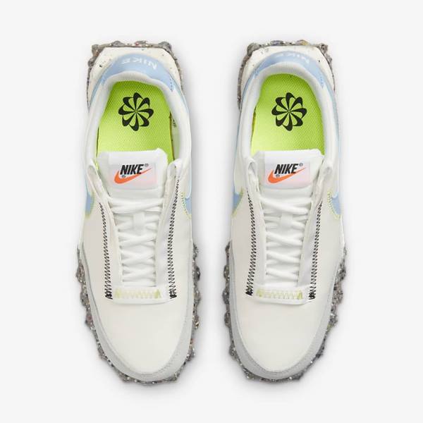 Women's Nike Waffle Racer Crater Sneakers White / Light Lemon | NK420ASI