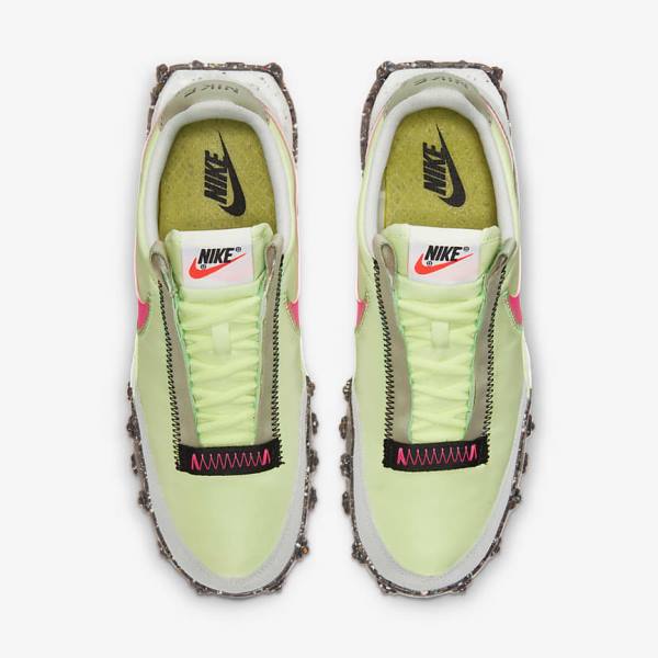 Women's Nike Waffle Racer Crater Sneakers Black / Green / Pink | NK865SXN