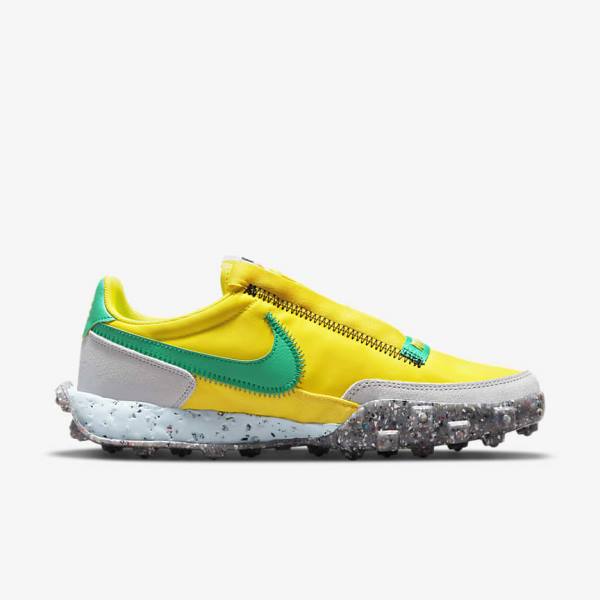 Women's Nike Waffle Racer Crater Sneakers Yellow / Blue / Green | NK925JTO