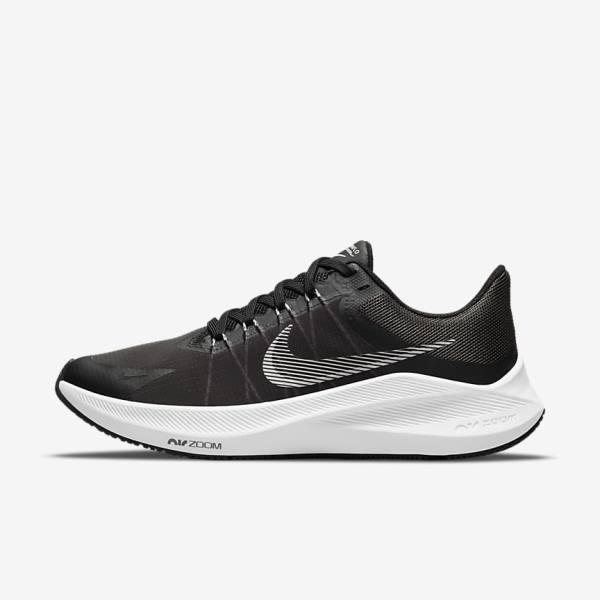 Women\'s Nike Winflo 8 Road Running Shoes Black / Dark Grey / Light Grey / White | NK189GZX