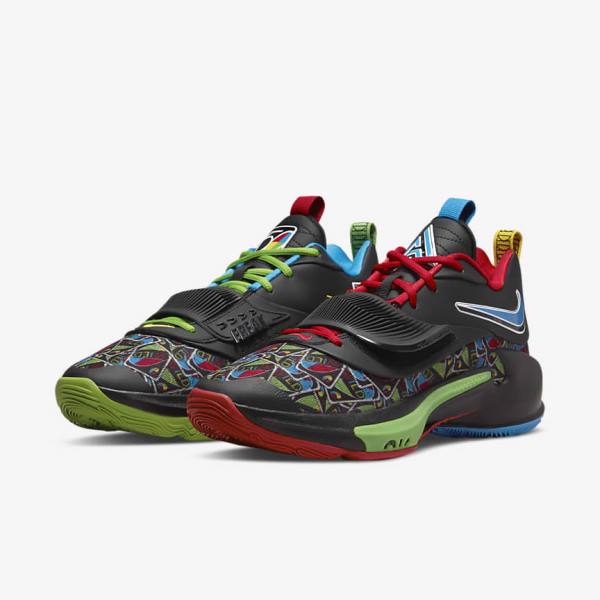 Women's Nike Zoom Freak 3 Basketball Shoes Black / White / Red / Green | NK053UFW