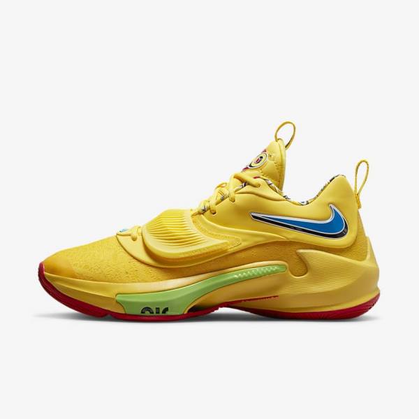 Women\'s Nike Zoom Freak 3 Basketball Shoes Yellow / White / Red / Black | NK248OAE