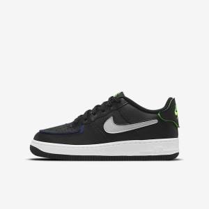 Kids' Nike Air Force 1-1 Older Sneakers Black / Metal Silver | NK690PHN