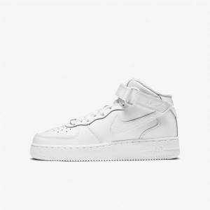 Kids' Nike Air Force 1 Mid LE Older Sneakers White | NK615NUA