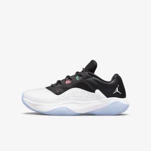 Kids' Nike Air Jordan 11 CMFT Low Older Sneakers White / Black / Green / Metal Silver | NK780DCN