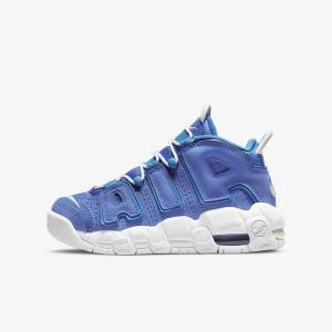 Kids' Nike Air More Uptempo Older Basketball Shoes Blue / White | NK643RLJ