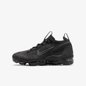 Kids' Nike Air VaporMax 2021 FK Older Sneakers Black / Dark Grey | NK830UDQ