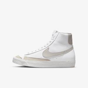 Kids' Nike Blazer Mid 77 SE Older Sneakers White / Light Beige | NK014LQC