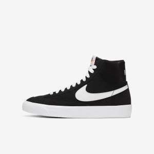 Kids' Nike Blazer Mid 77 Suede Older Sneakers Black / Orange / White | NK721AKF